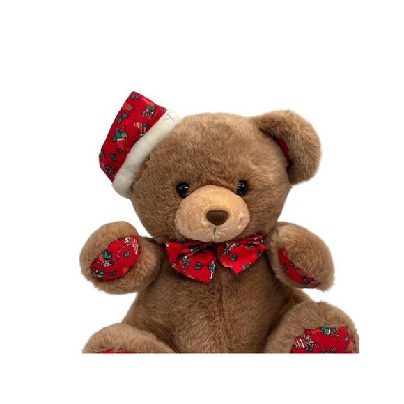 Vintage Steven Smith CHRISTMAS Plush Brown TEDDY BEAR Christmas Bow & Paws - Picture 6 of 10